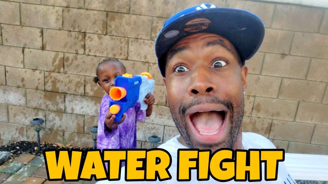 Ap and Baby Josiah Water Gun fight