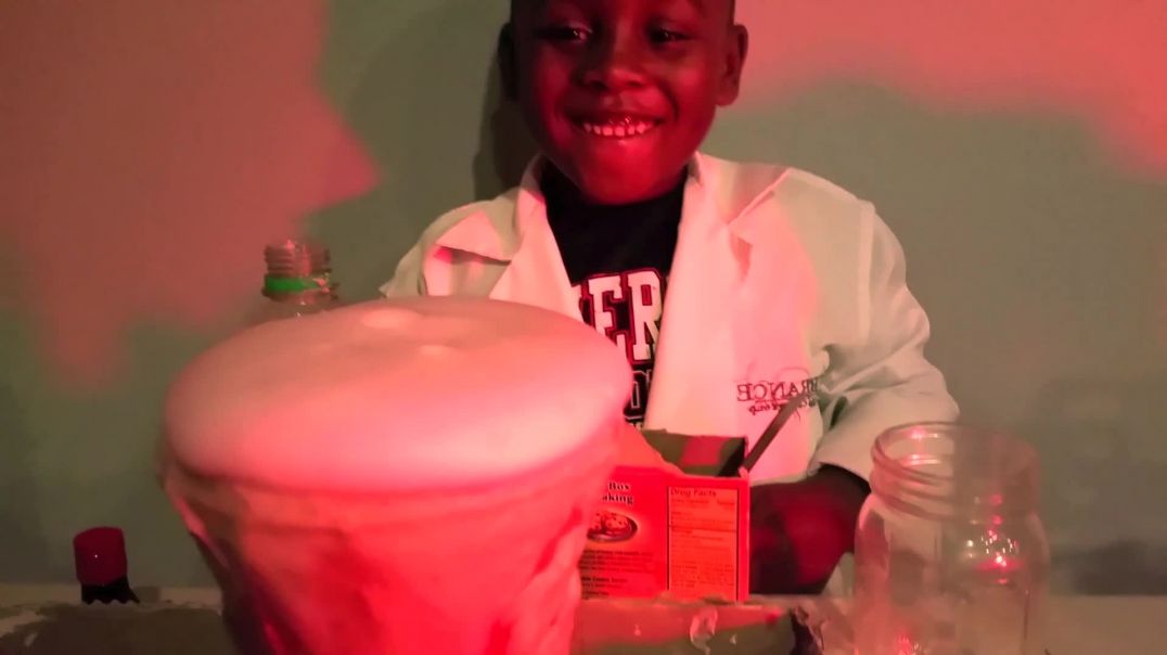 7 Year old J Funk shows How To make volcano ERUPT!